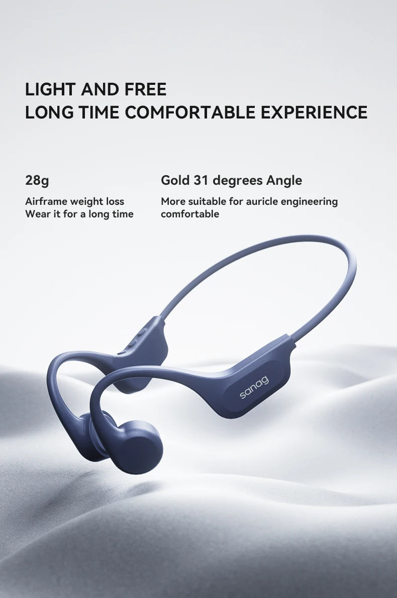 Słuchawki pływackie sanag b60s z przewodnictwem kostnym ipx8 bluetooth mp3