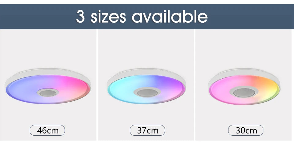Inteligentna lampa sufitowa led rgb z głośnikiem – ściemnialna, sterowanie aplikacją