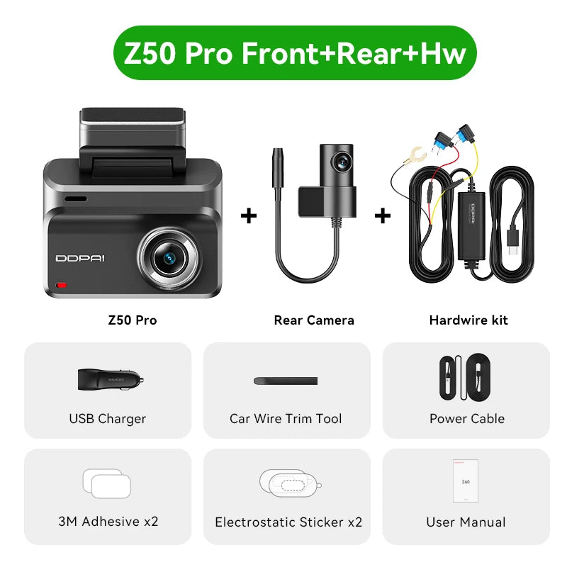 Ddpai z50 pro 4k kamera samochodowa z gps, adas i noktowizją
