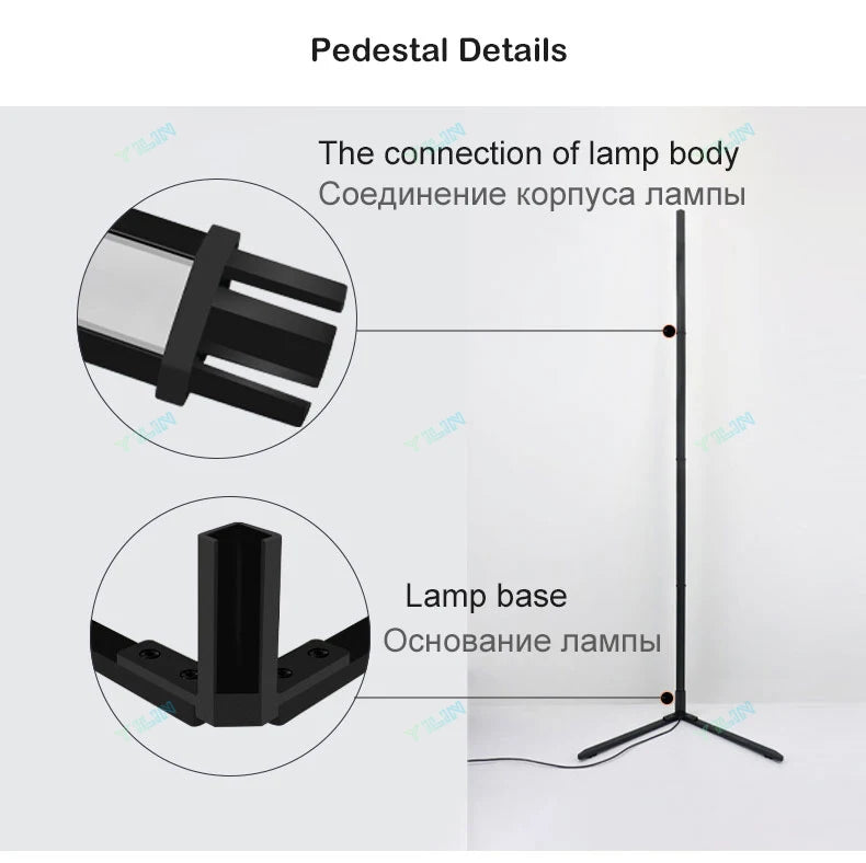 Inteligentna lampa podłogowa rgbic ze sterowaniem tuya | nastrojowe światło nordyckie do pokoju gracza (145/180cm)