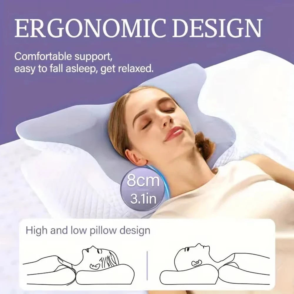 2026 Butterfly Memory Foam Sleep Pillow | Ergonomic Neck Protection & Slow Rebound Comfort