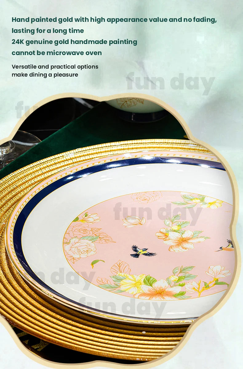 Luxury Gold Rim Bone China Dinnerware Set - 70 Pcs | Fine Dining