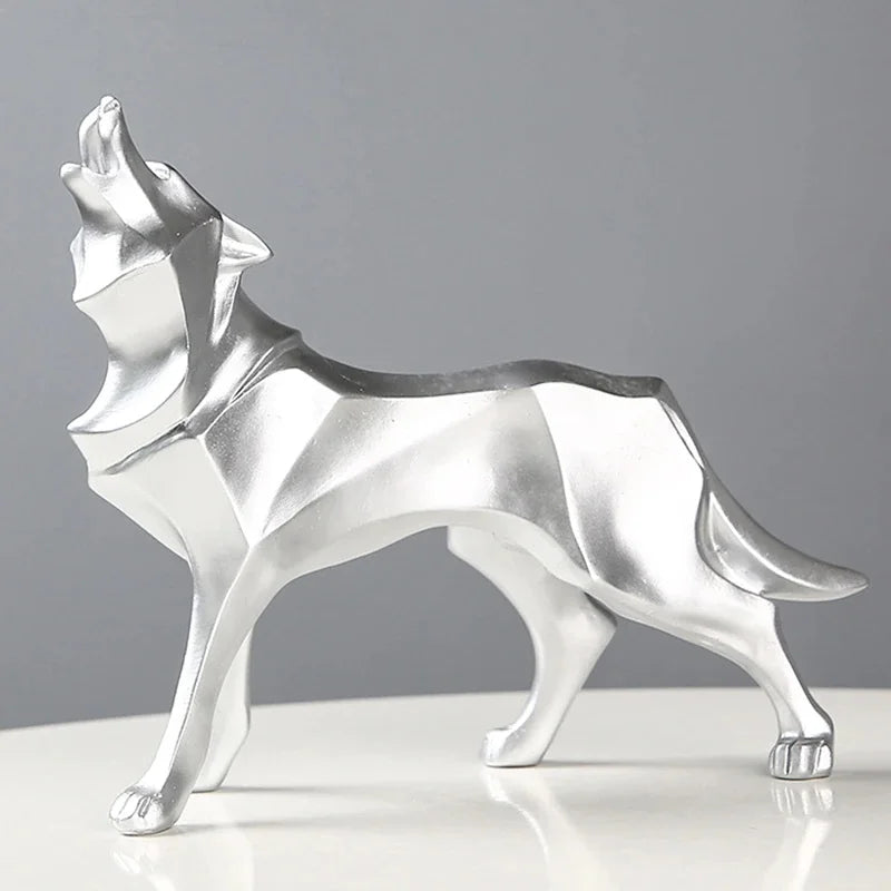 Modern Geometric Wolf Figurine - Abstract Interior Decor Statue