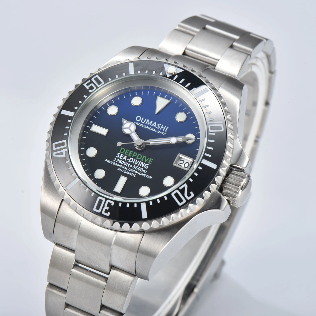Męski 44mm zegarek automatyczny mechaniczny deep sea