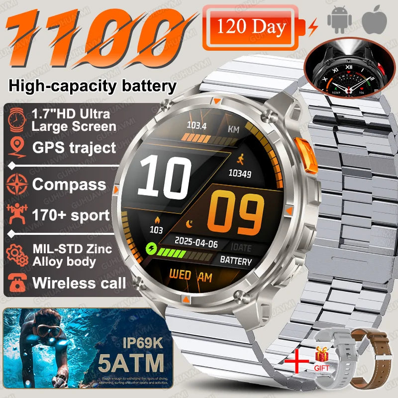 T-rex3 pro smartwatch | bateria 1100mah, gps, wodoodporny 5atm, wojskowy standard