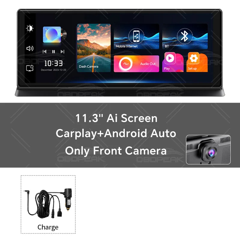K2 pro 11.3" 4k bezprzewodowy carplay android auto kamera samochodowa z gps i podwójnym obiektywem