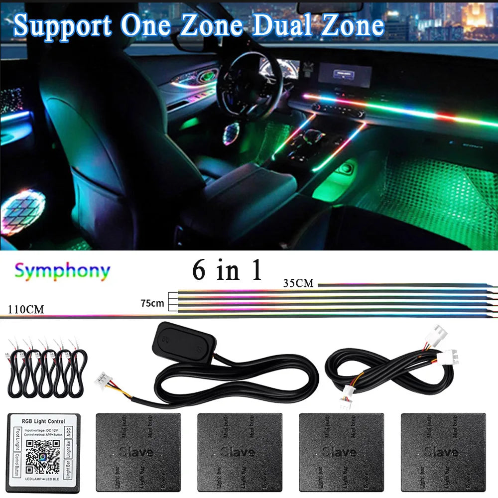 Zestaw ambientowego oświetlenia samochodowego led rgb 14/18 w 1