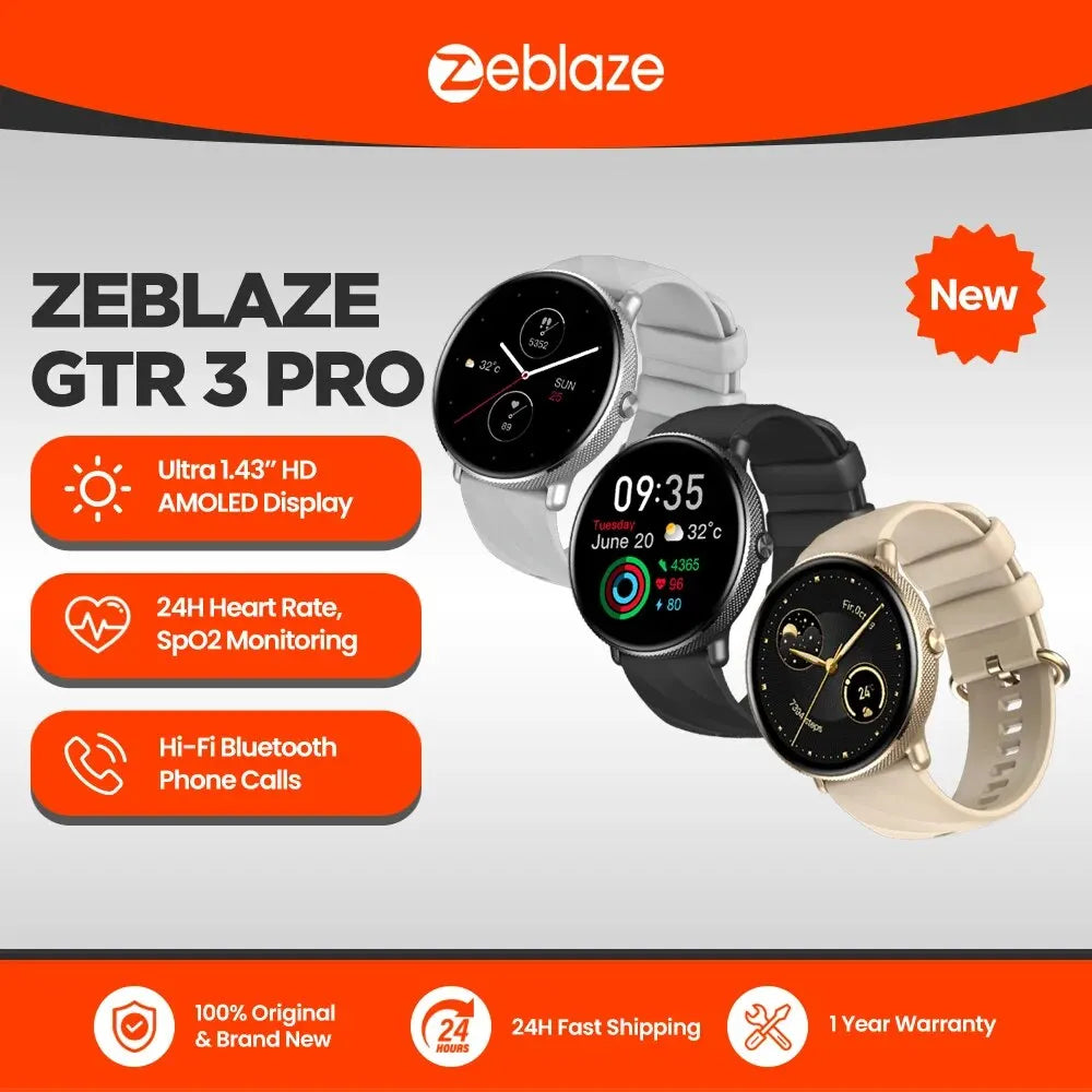 Zeblaze gtr 3 pro: smartwatch z połączeniami głosowymi, wyświetlaczem amoled i ramą ze stali 316l