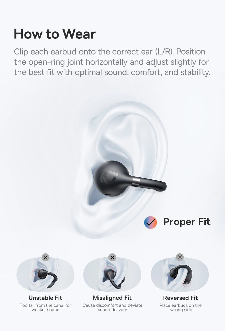 Baseus bc1 otwarte słuchawki na klips – bezprzewodowe sportowe słuchawki bluetooth 6.0 z 4 mikrofonami, super basem i ip55