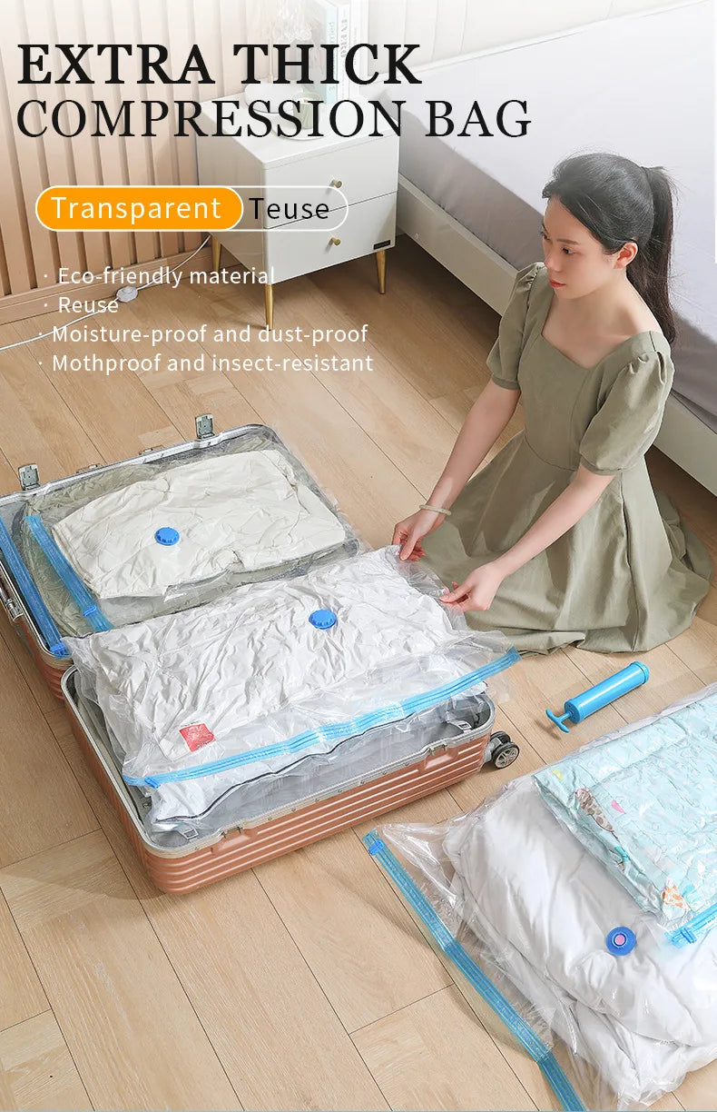 Vabena Vacuum Storage Bags for Clothes & Bedding - Space Saving Organizer