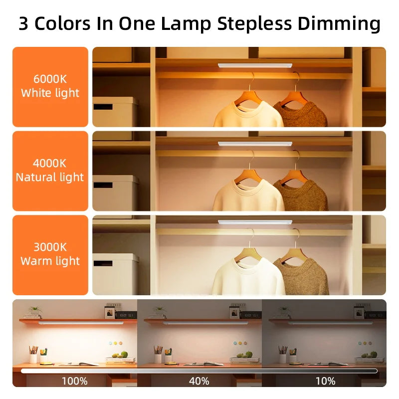 LED Cabinet Sensor Lights - Adjustable Brightness Motion Tube