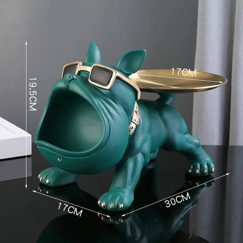 Chic Bulldog Figurine & Key Holder - Modern Home Entryway Decor