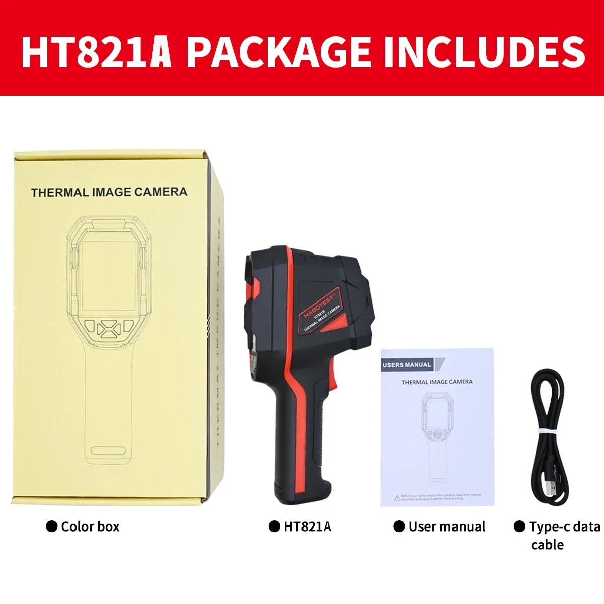 Kamera termowizyjna habotest ht821a z akumulatorem | wytrzymała, szeroki zakres