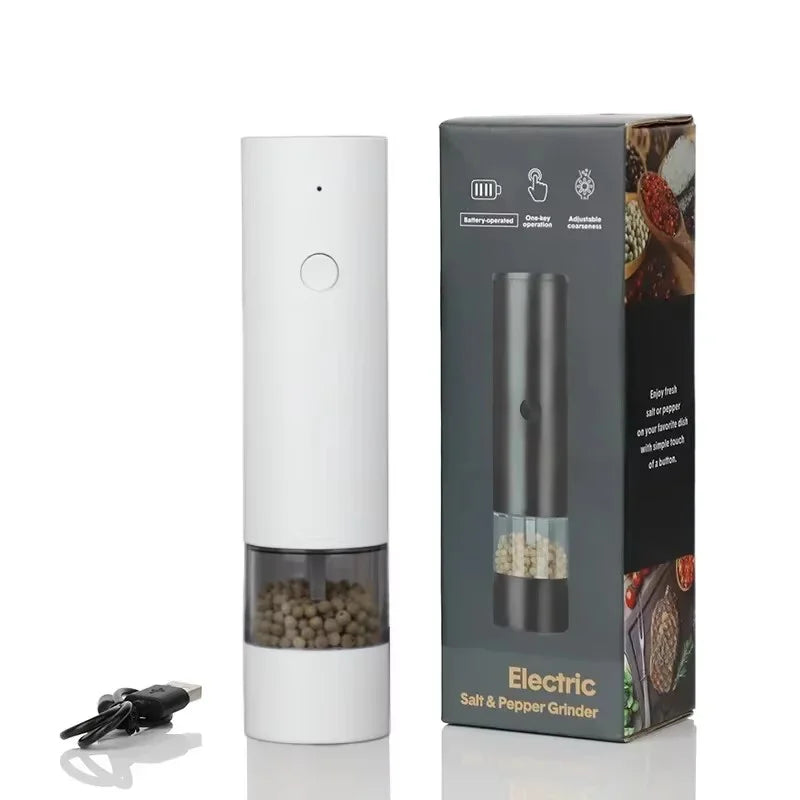 USB Rechargeable Electric Salt & Pepper Grinder - Adjustable Coarseness Mill