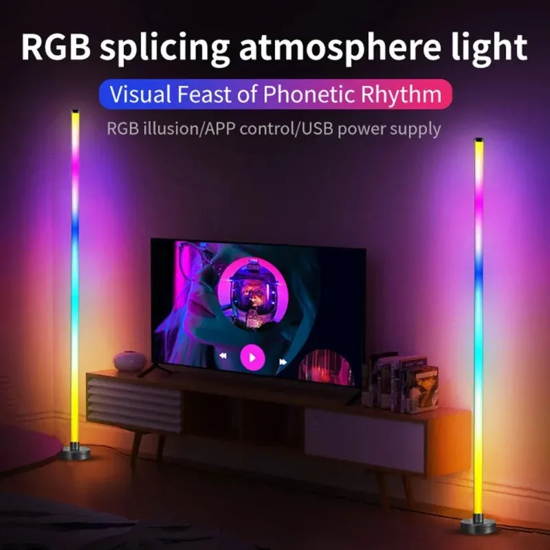 Smart RGB LED Corner Floor Lamp | App & Remote Control | Music Sync Gaming Light