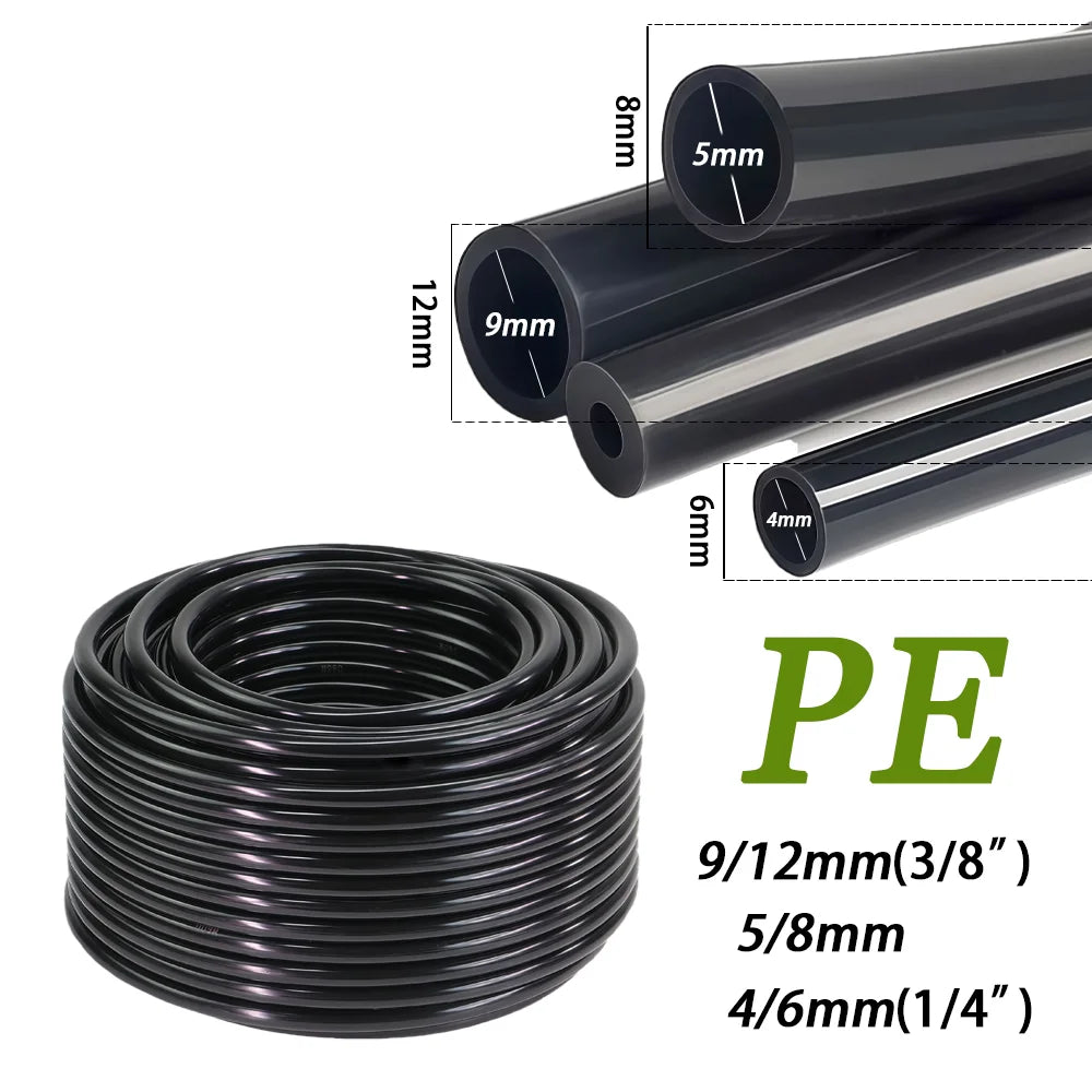 Vabena czarny wąż ogrodowy pe 1/4" 3/8" od 6-12mm – odporny na ciśnienie