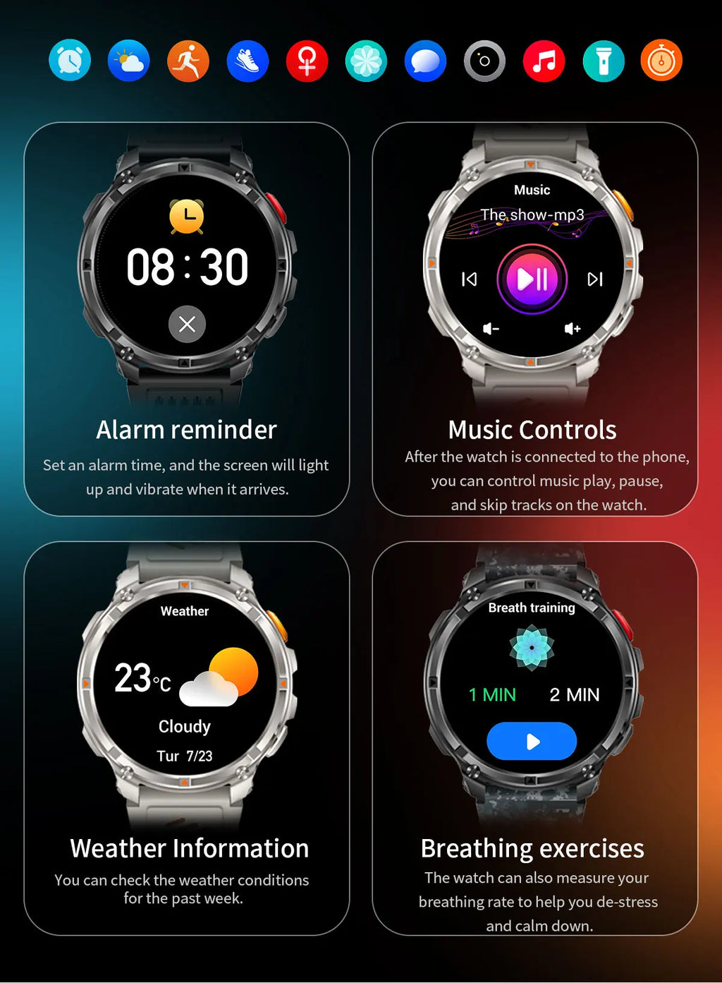 T-rex3 pro smartwatch | bateria 1100mah, gps, wodoodporny 5atm, wojskowy standard