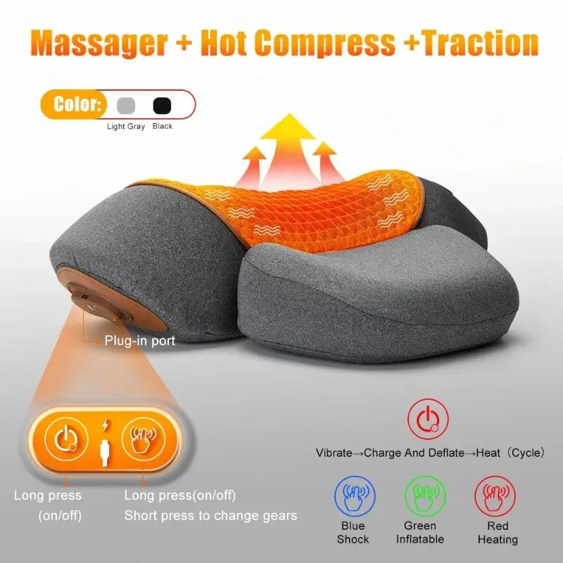 Electric Neck Massager Pillow with Heat & Traction | Cervical Pain Relief