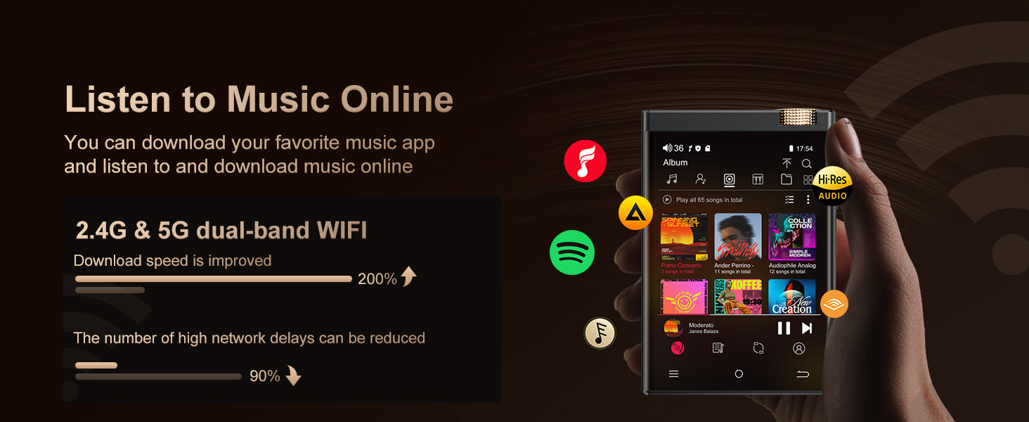 Odtwarzacz hi-fi mp3 vabena — bezstratny dźwięk dsd oilsky, bluetooth, wifi, do 1tb